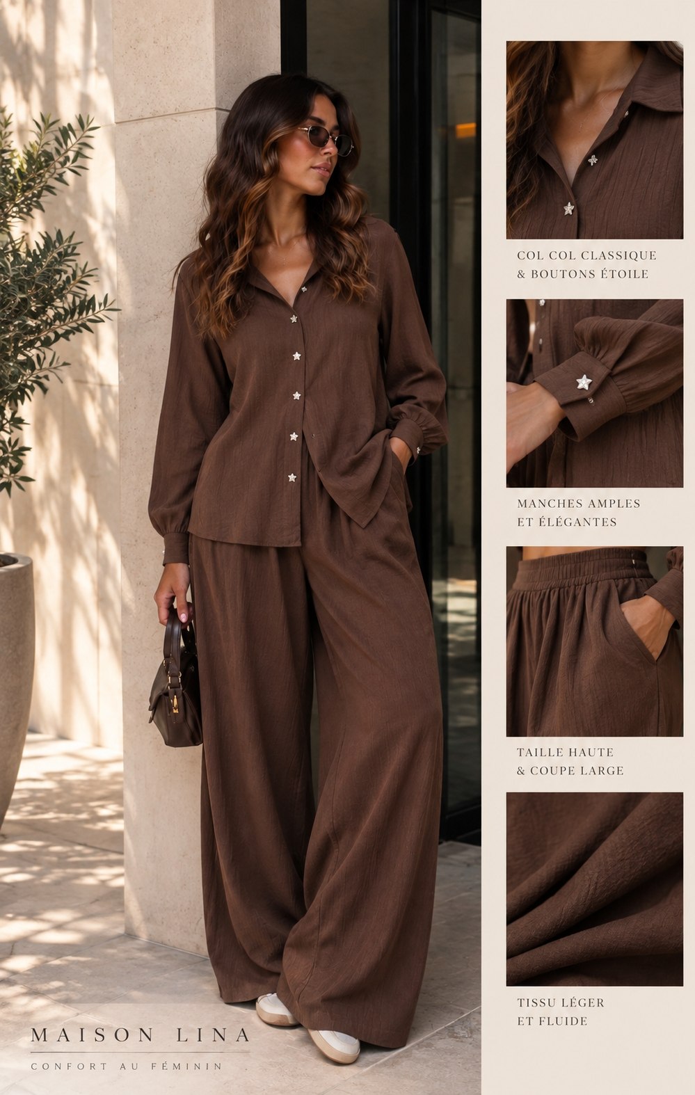Ensemble Étoile – Chemise & Pantalon Large